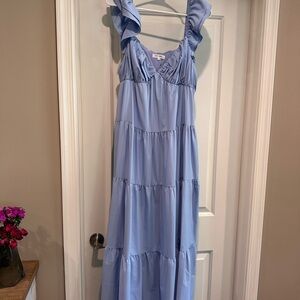 Vici Blue Ruffled Tiered Maxi Sundress